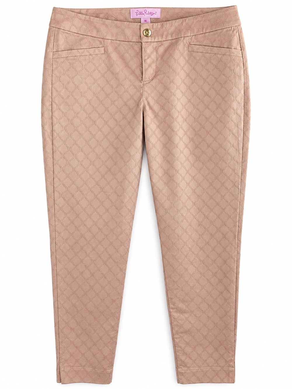 NWT Lilly Pulitzer Kelly Skinny Ankle Pants Size 14 Sandstone Textured $148